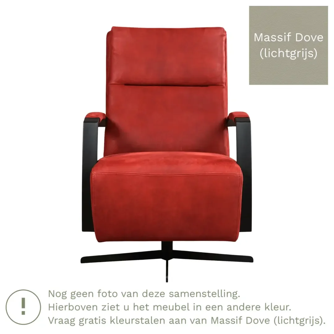 afbeelding van Leren draaifauteuil Award - Massif Dove (lichtgrijs) - Schotelvoet zwart