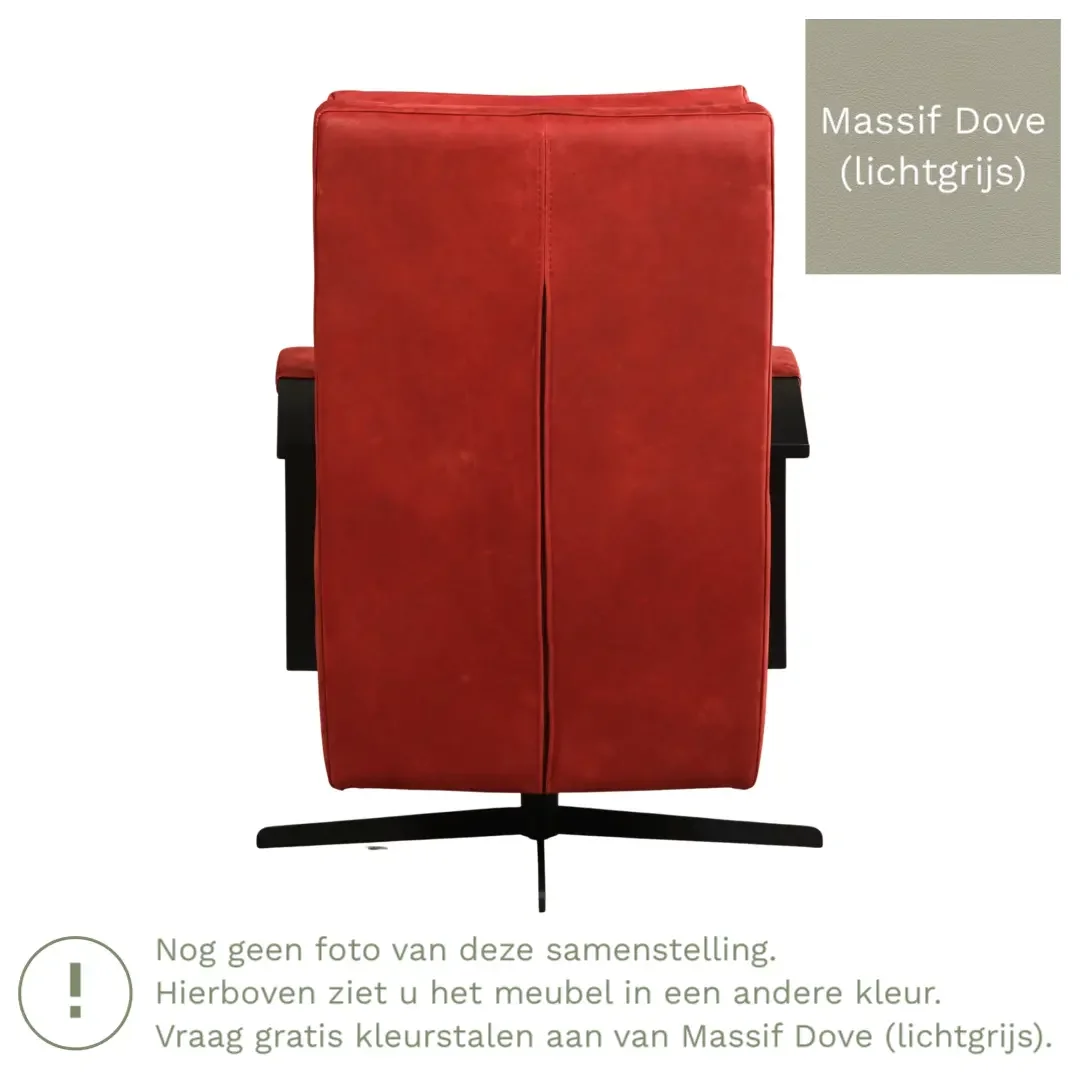 afbeelding van Leren draaifauteuil Award - Massif Dove (lichtgrijs) - Schotelvoet zwart