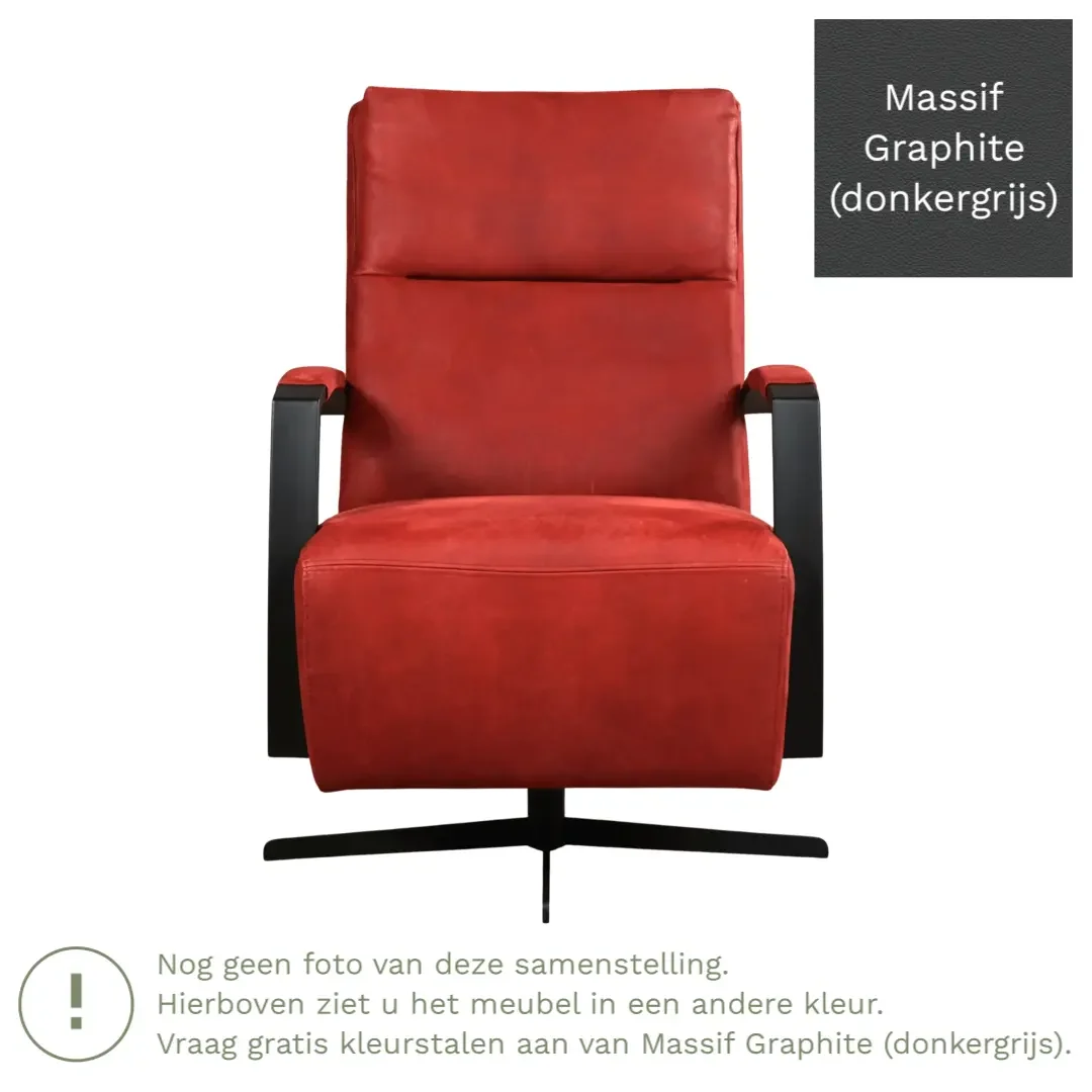 afbeelding van Leren draaifauteuil Award - Massif Graphite (donkergrijs) - Schotelvoet zwart
