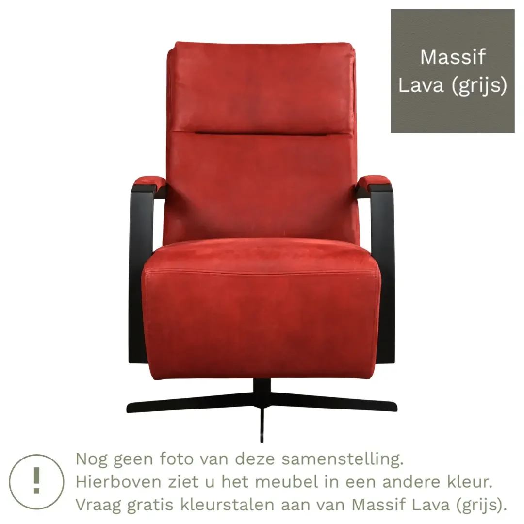 afbeelding van Leren draaifauteuil Award - Massif Lava (grijs) - Schotelvoet zwart