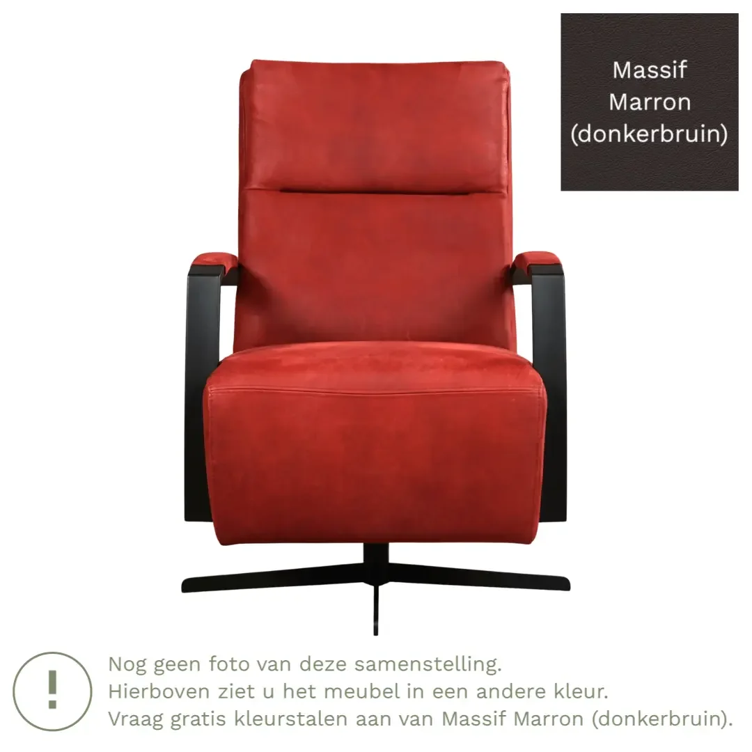 afbeelding van Leren draaifauteuil Award - Massif Marron (donkerbruin) - Stervoet zwart