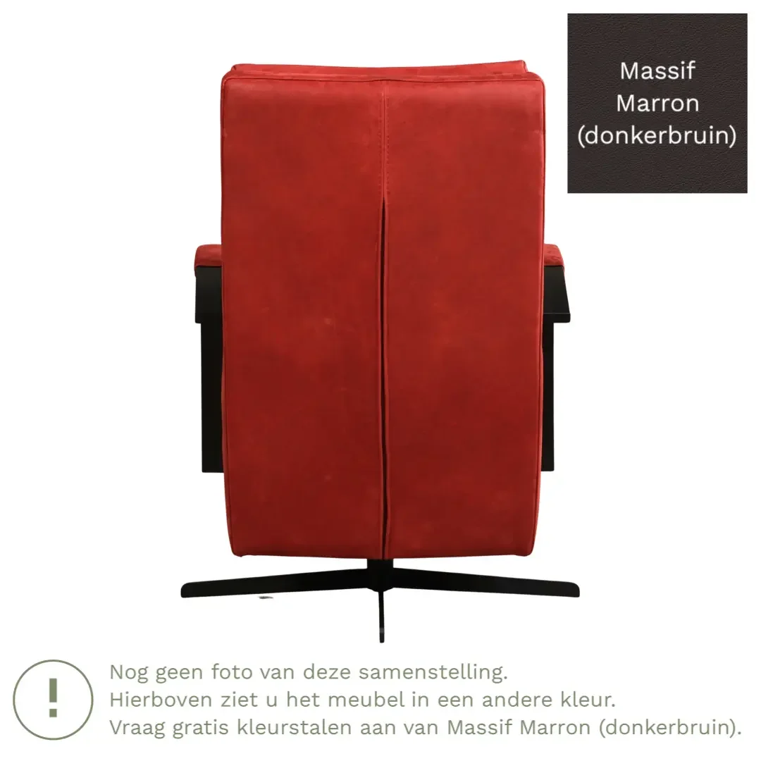 afbeelding van Leren draaifauteuil Award - Massif Marron (donkerbruin) - Stervoet zwart