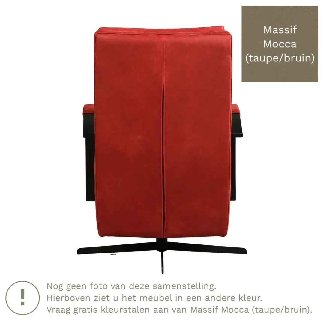 afbeelding van Leren draaifauteuil Award - Massif Mocca (taupe/bruin) - Schotelvoet zwart