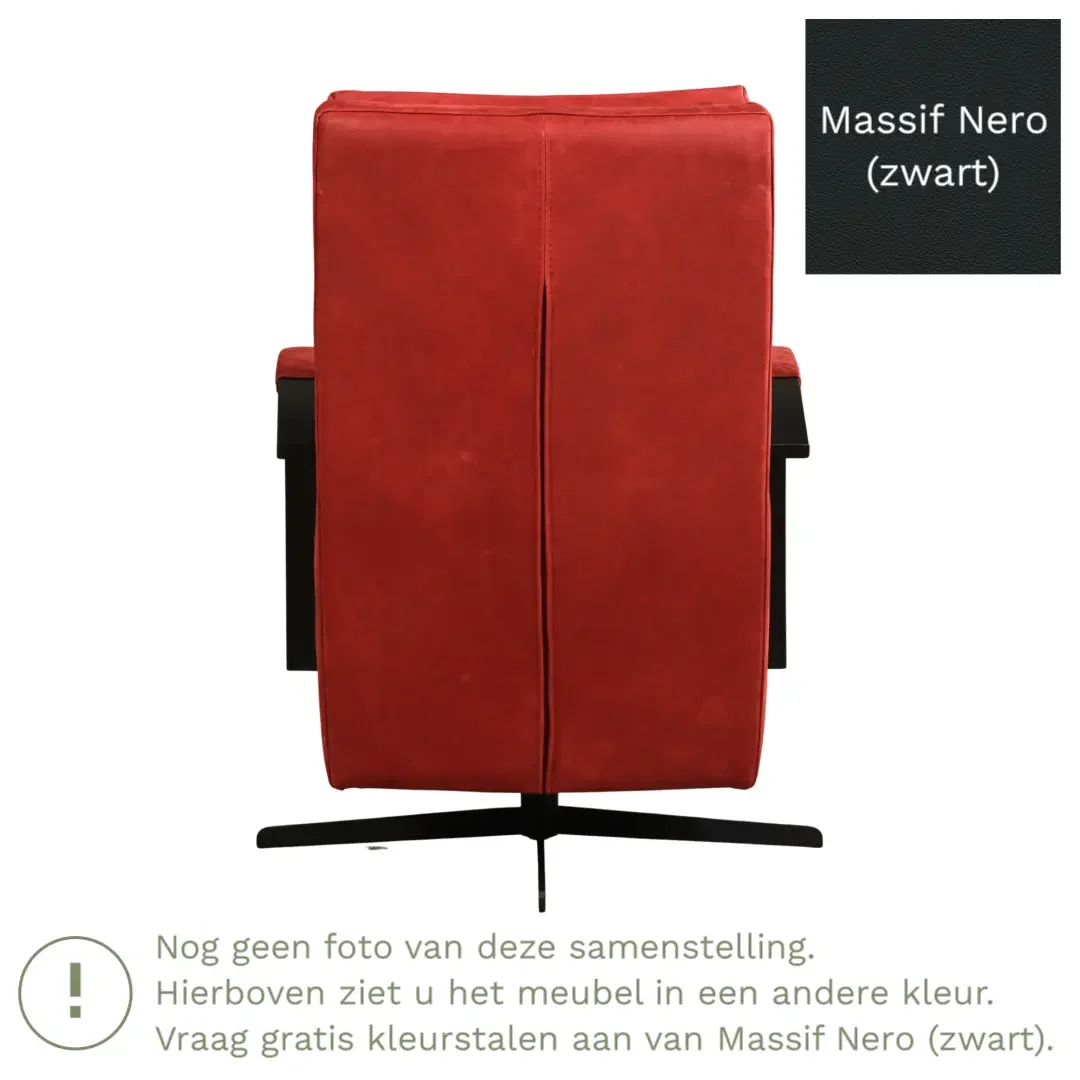 afbeelding van Leren draaifauteuil Award - Massif Nero (zwart) - Schotelvoet zwart