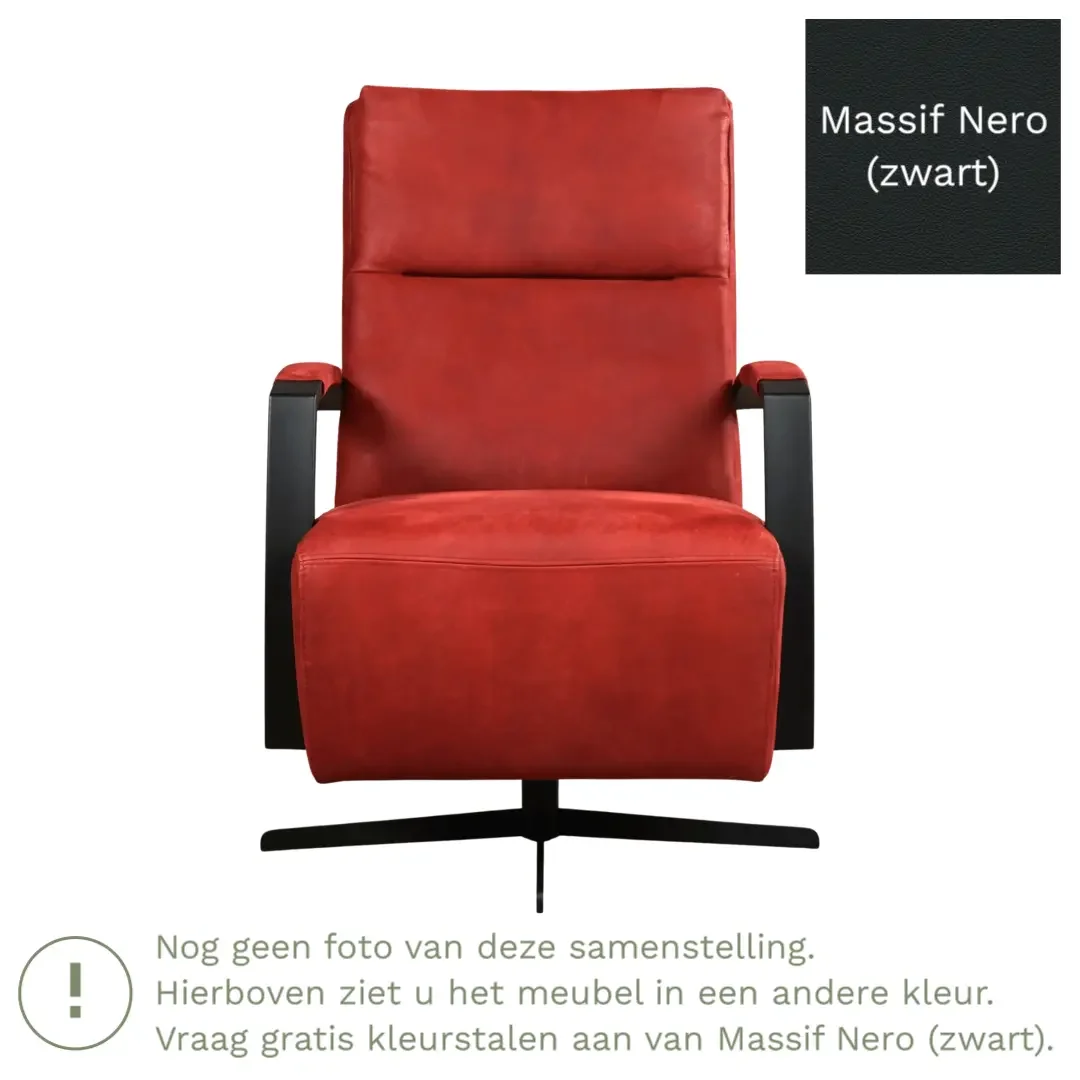 afbeelding van Leren draaifauteuil Award - Massif Nero (zwart) - Stervoet zwart