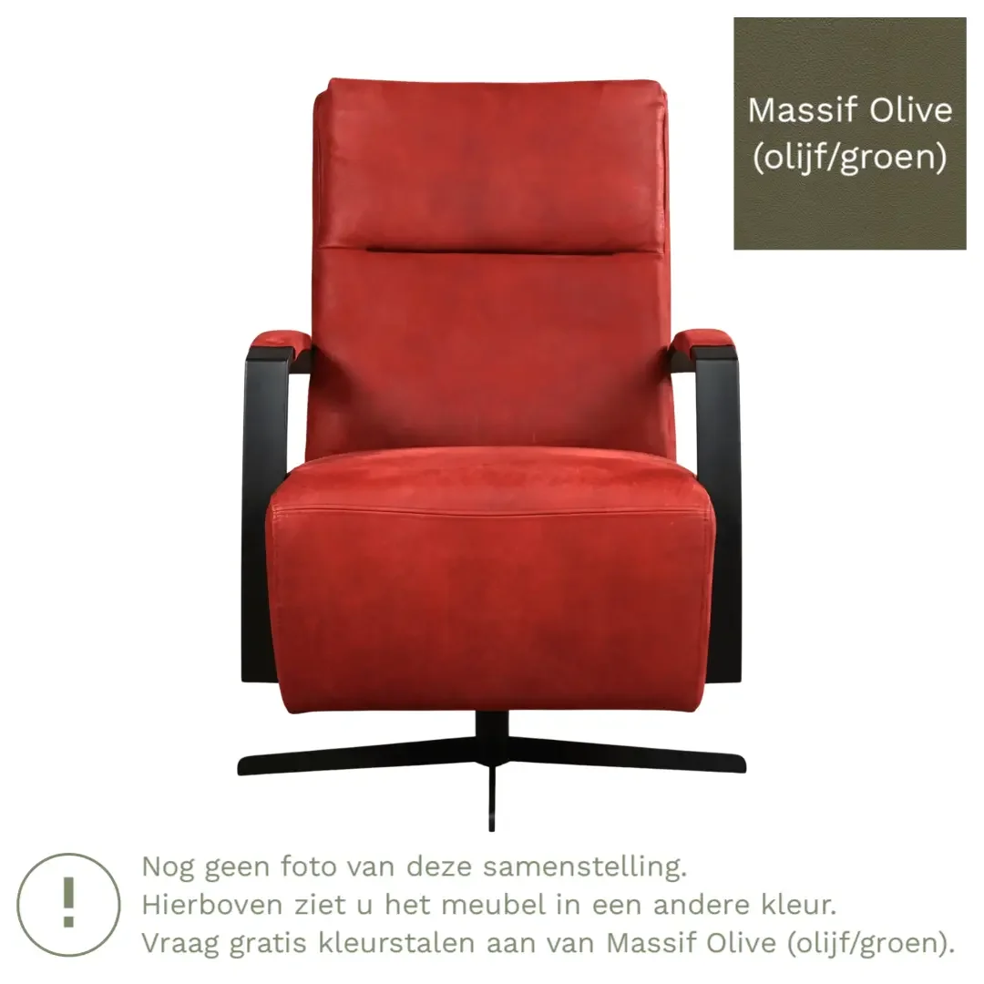 afbeelding van Leren draaifauteuil Award - Massif Olive (olijf/groen) - Schotelvoet zwart