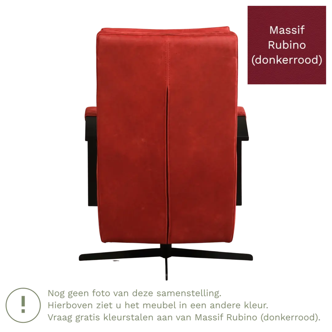 afbeelding van Leren draaifauteuil Award - Massif Rubino (donkerrood) - Stervoet zwart