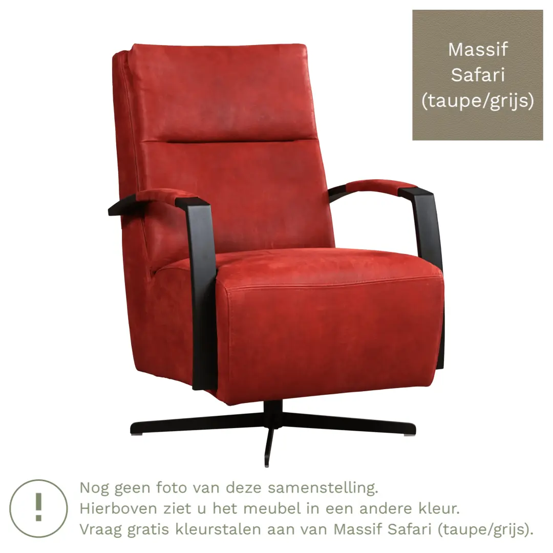 afbeelding van Leren draaifauteuil Award - Massif Safari (taupe/grijs) - Stervoet zwart