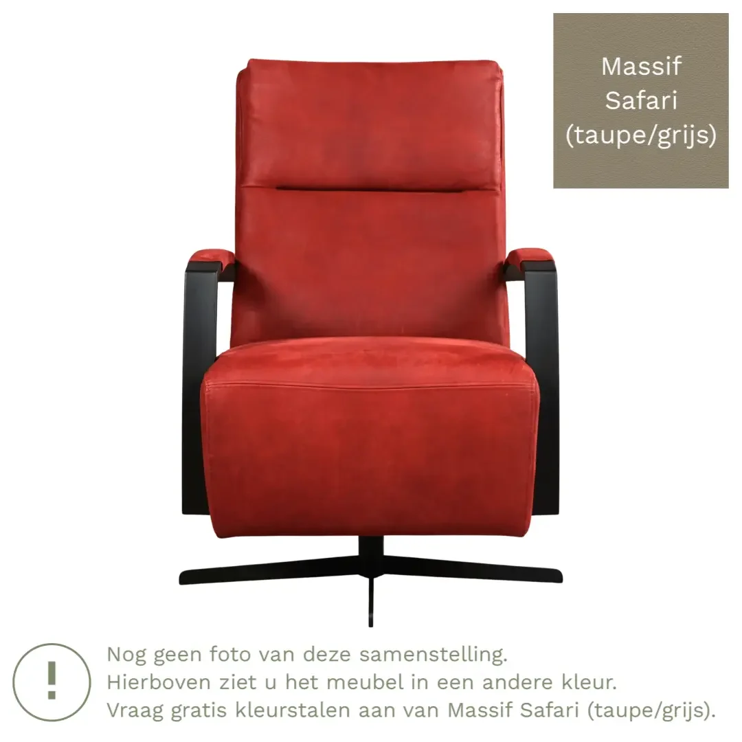 afbeelding van Leren draaifauteuil Award - Massif Safari (taupe/grijs) - Stervoet zwart