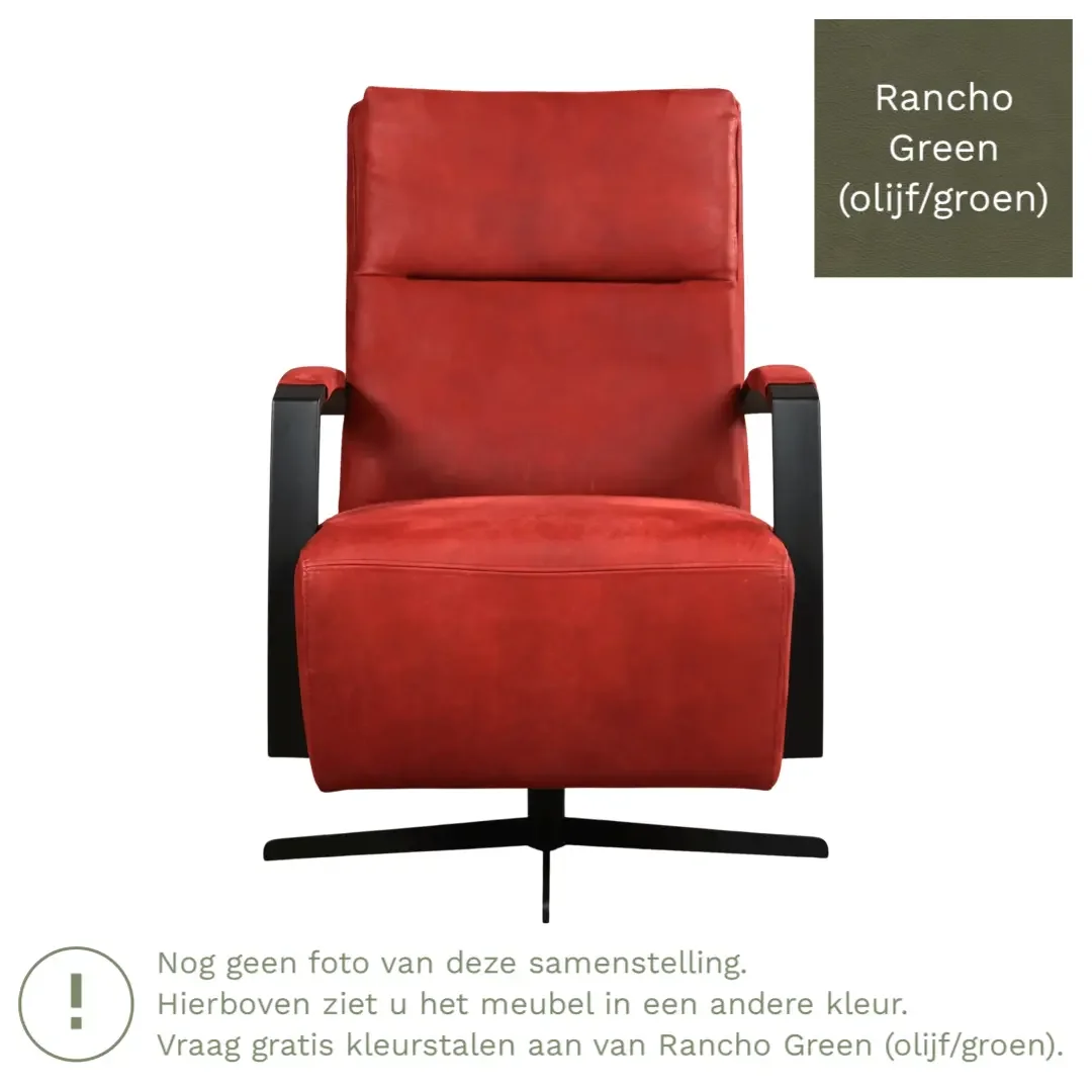 afbeelding van Leren draaifauteuil Award - Rancho Green (olijf/groen) - Schotelvoet zwart