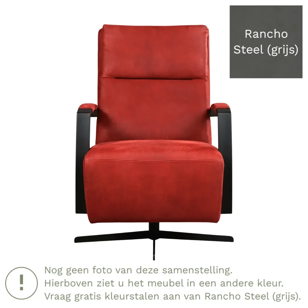 afbeelding van Leren draaifauteuil Award - Rancho Steel (grijs) - Stervoet zwart
