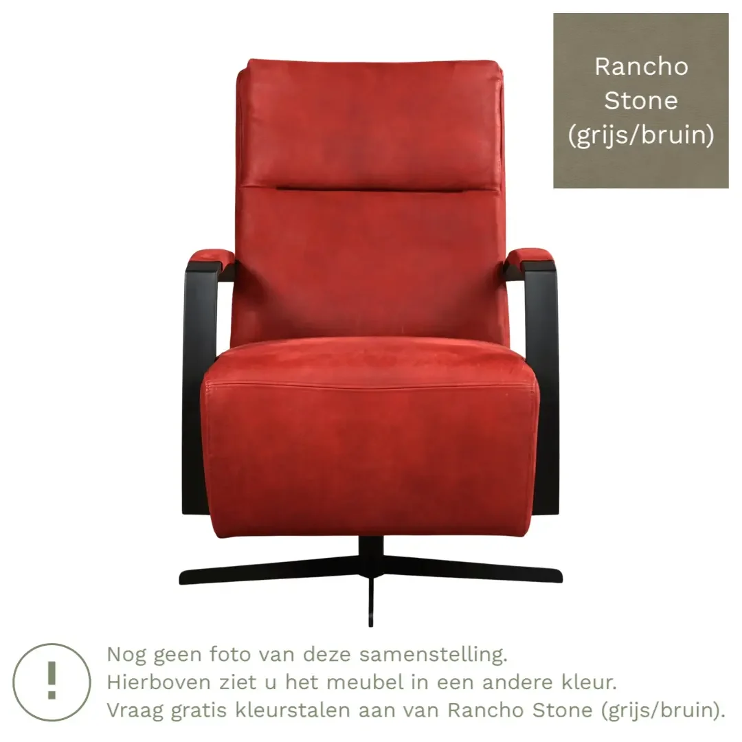 afbeelding van Leren draaifauteuil Award - Rancho Stone (grijs/bruin) - Stervoet zwart
