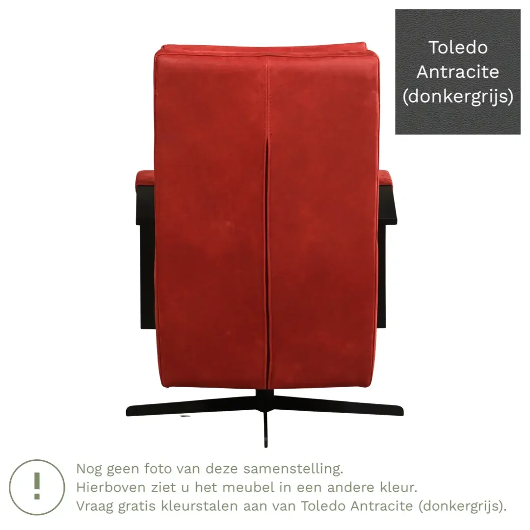 afbeelding van Leren draaifauteuil Award - Toledo Antracite (donkergrijs) - Schotelvoet zwart