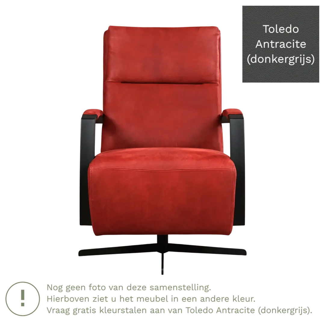 afbeelding van Leren draaifauteuil Award - Toledo Antracite (donkergrijs) - Stervoet zwart