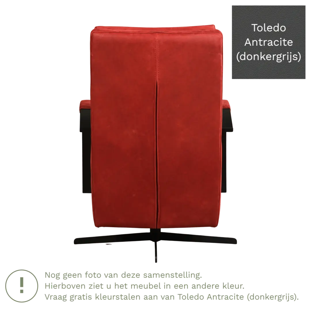 afbeelding van Leren draaifauteuil Award - Toledo Antracite (donkergrijs) - Stervoet zwart