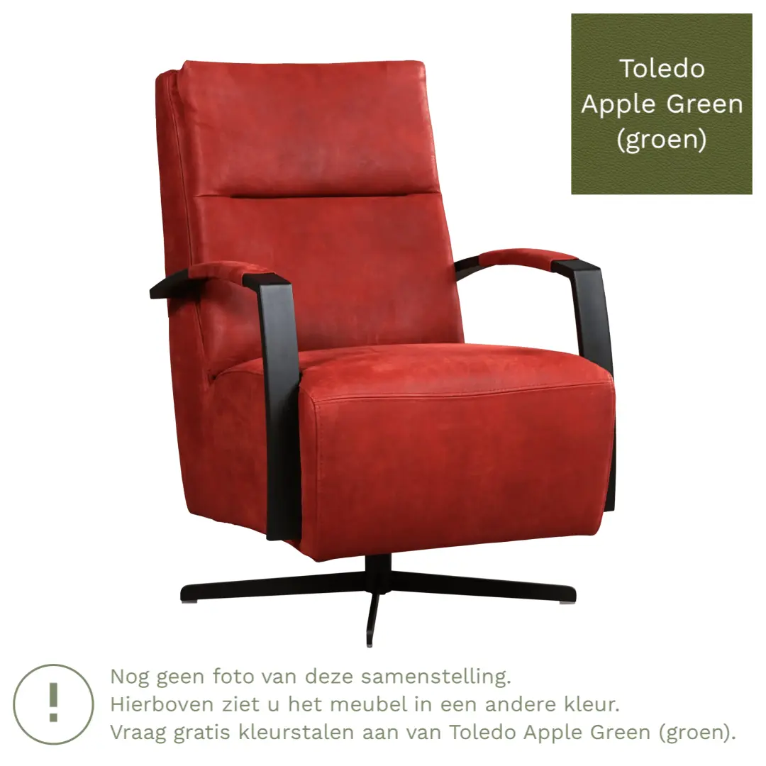 afbeelding van Leren draaifauteuil Award - Toledo Apple Green (groen) - Schotelvoet zwart