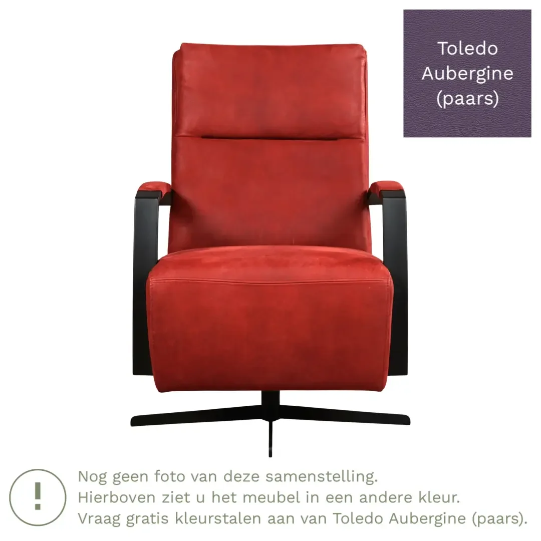 afbeelding van Leren draaifauteuil Award - Toledo Aubergine (paars) - Schotelvoet zwart