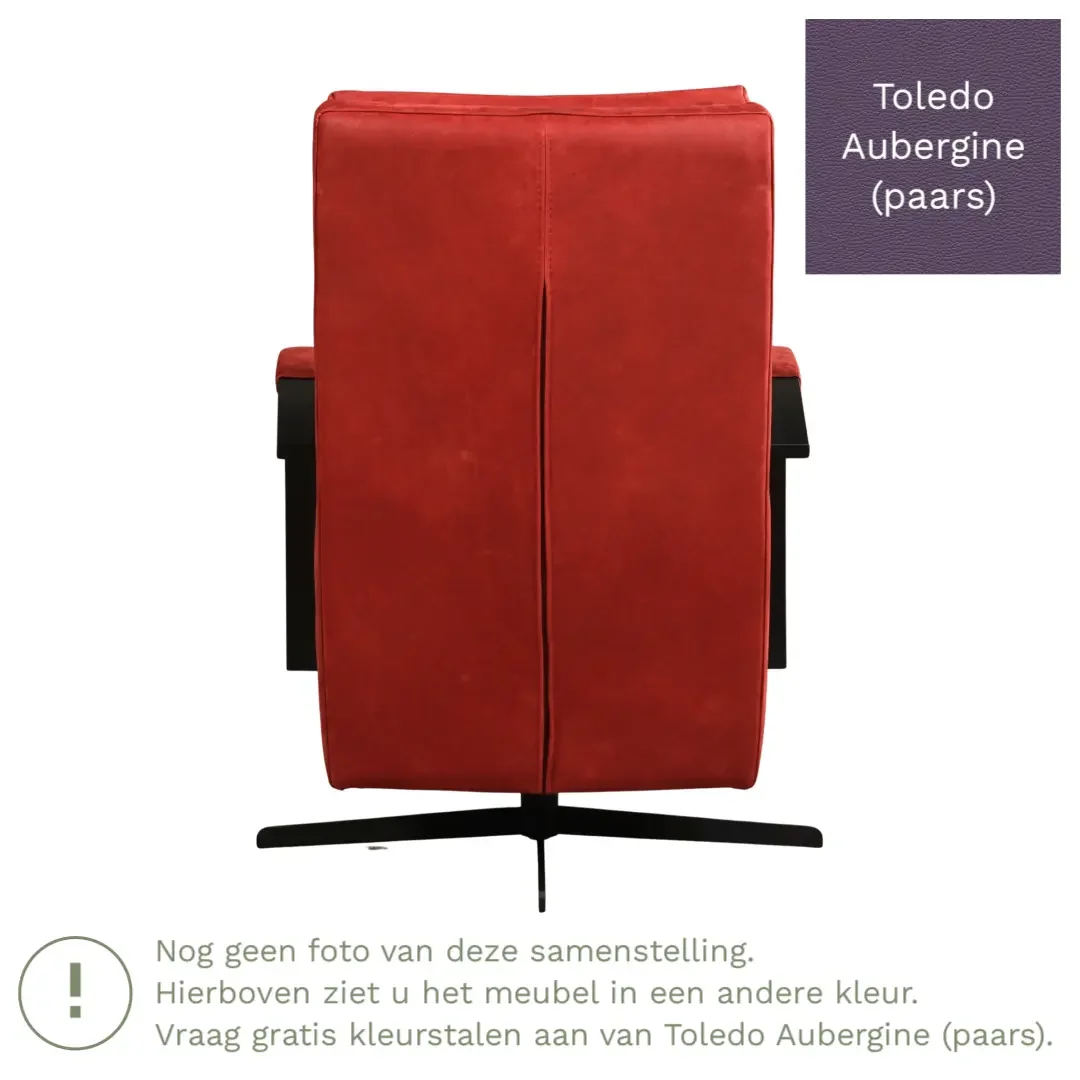 afbeelding van Leren draaifauteuil Award - Toledo Aubergine (paars) - Schotelvoet zwart