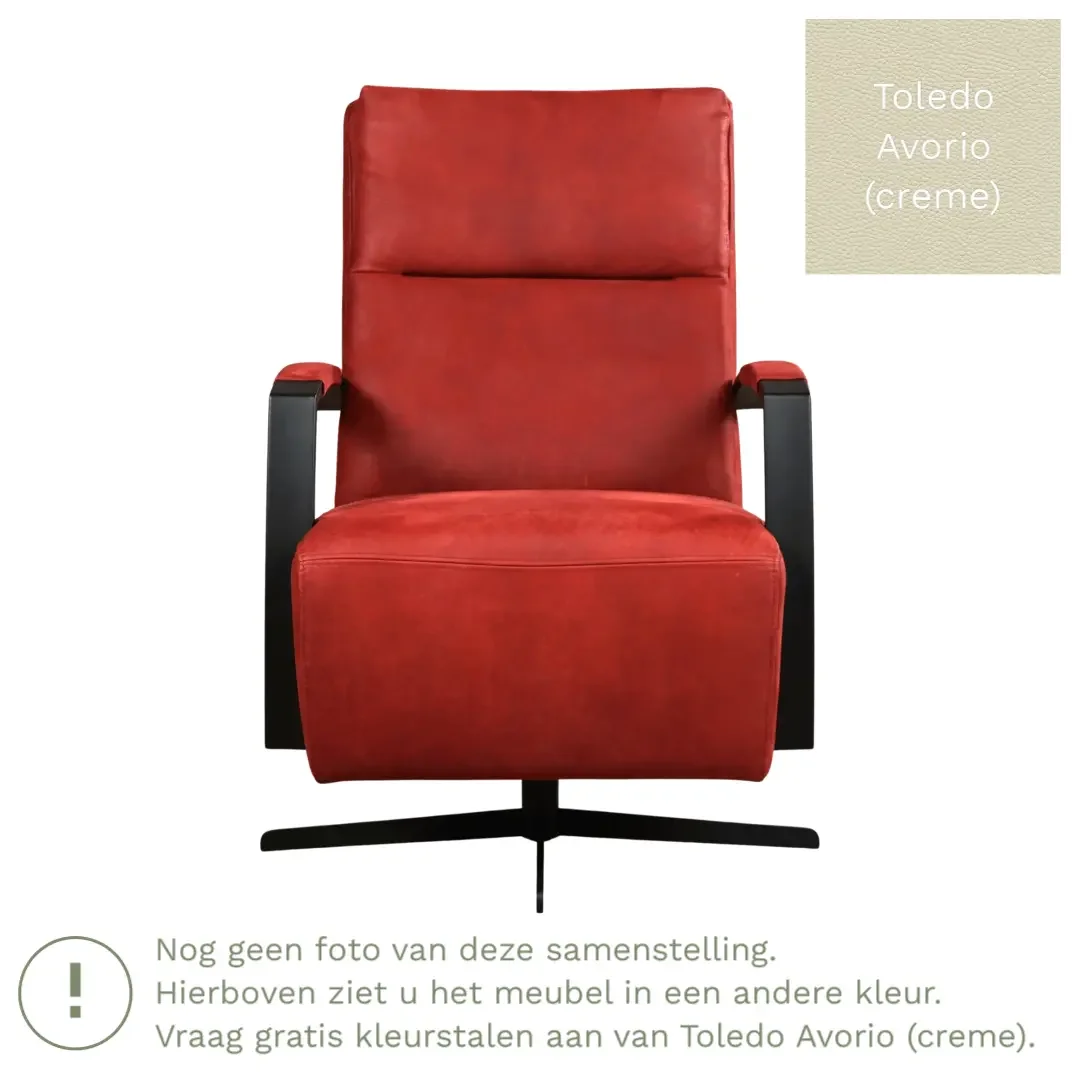 afbeelding van Leren draaifauteuil Award - Toledo Avorio (crème) - Schotelvoet zwart