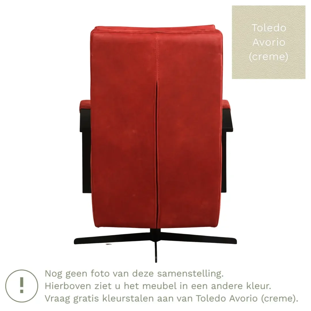 afbeelding van Leren draaifauteuil Award - Toledo Avorio (crème) - Schotelvoet zwart