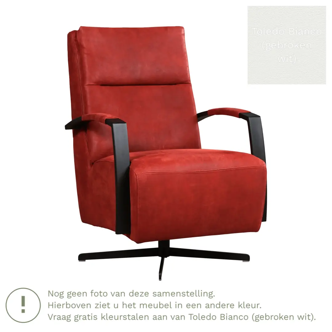 afbeelding van Leren draaifauteuil Award - Toledo Bianco (gebroken wit) - Schotelvoet zwart