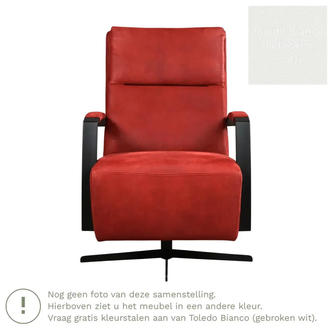 afbeelding van Leren draaifauteuil Award - Toledo Bianco (gebroken wit) - Schotelvoet zwart