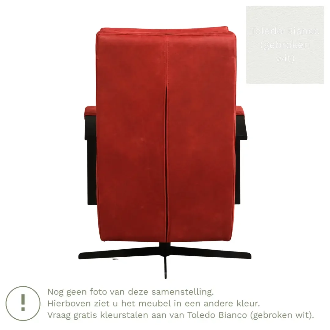 afbeelding van Leren draaifauteuil Award - Toledo Bianco (gebroken wit) - Schotelvoet zwart