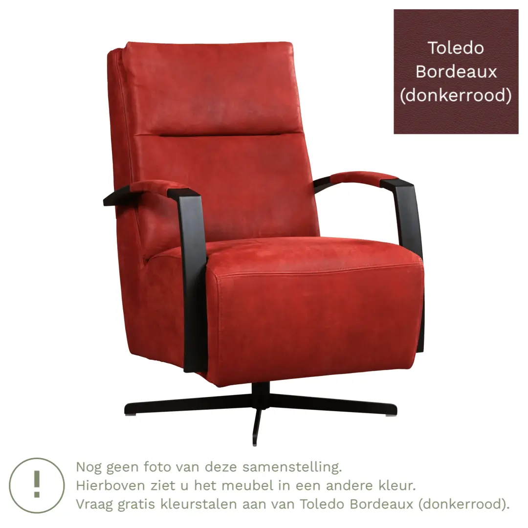 afbeelding van Leren draaifauteuil Award - Toledo Bordeaux (donkerrood) - Stervoet zwart