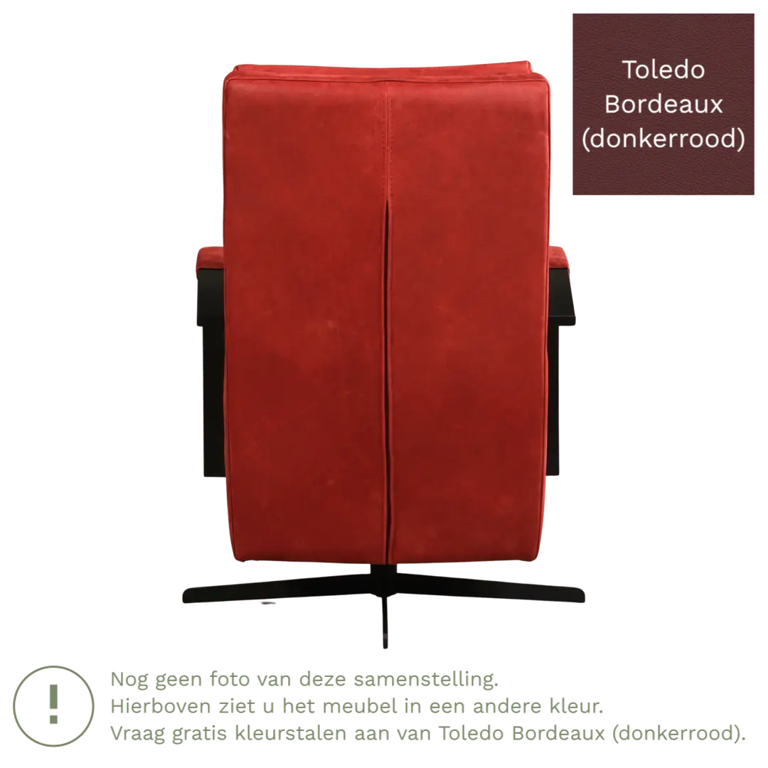 afbeelding van Leren draaifauteuil Award - Toledo Bordeaux (donkerrood) - Stervoet zwart