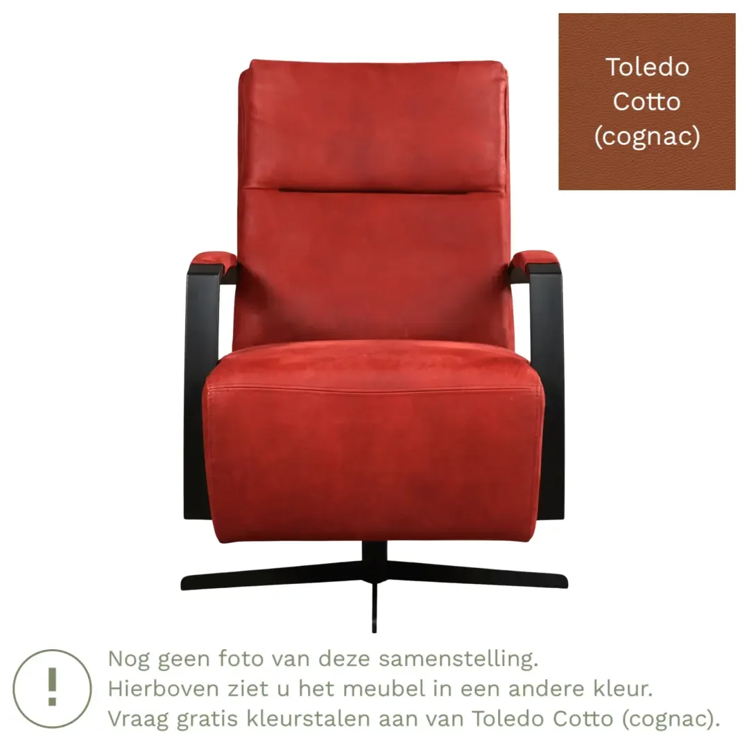 afbeelding van Leren draaifauteuil Award - Toledo Cotto (cognac) - Schotelvoet zwart
