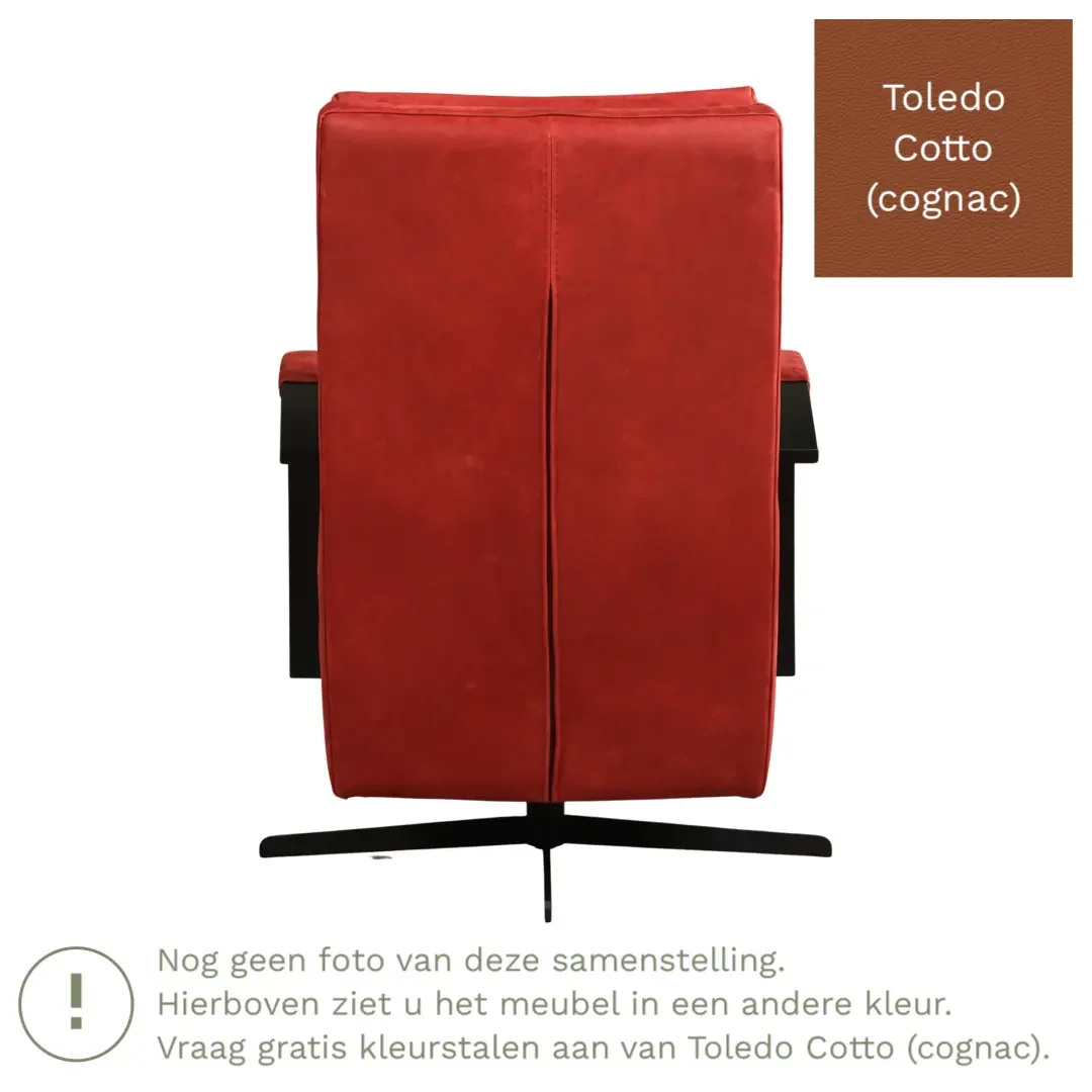 afbeelding van Leren draaifauteuil Award - Toledo Cotto (cognac) - Schotelvoet zwart