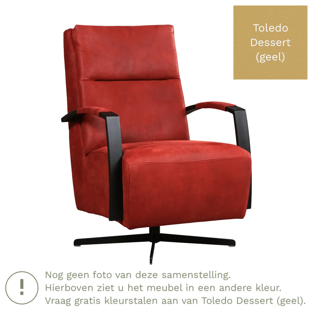 afbeelding van Leren draaifauteuil Award - Toledo Dessert (geel) - Stervoet zwart
