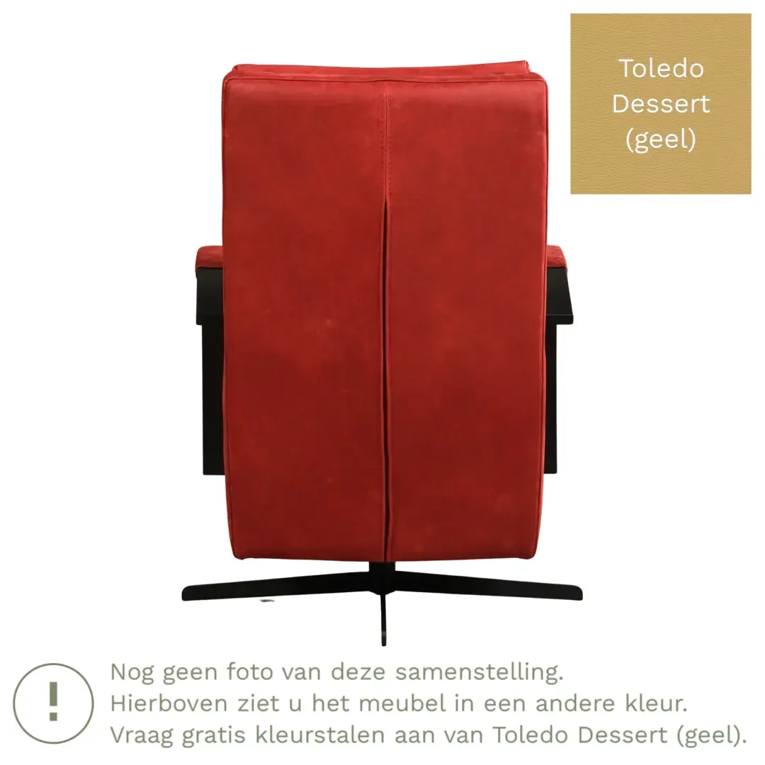 afbeelding van Leren draaifauteuil Award - Toledo Dessert (geel) - Stervoet zwart
