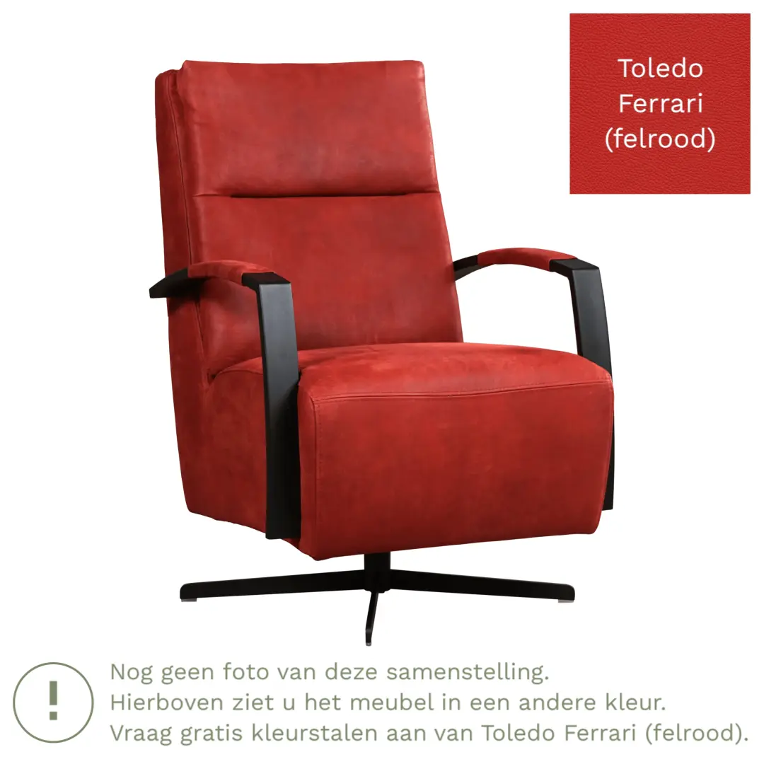 afbeelding van Leren draaifauteuil Award - Toledo Ferrari (felrood) - Schotelvoet zwart