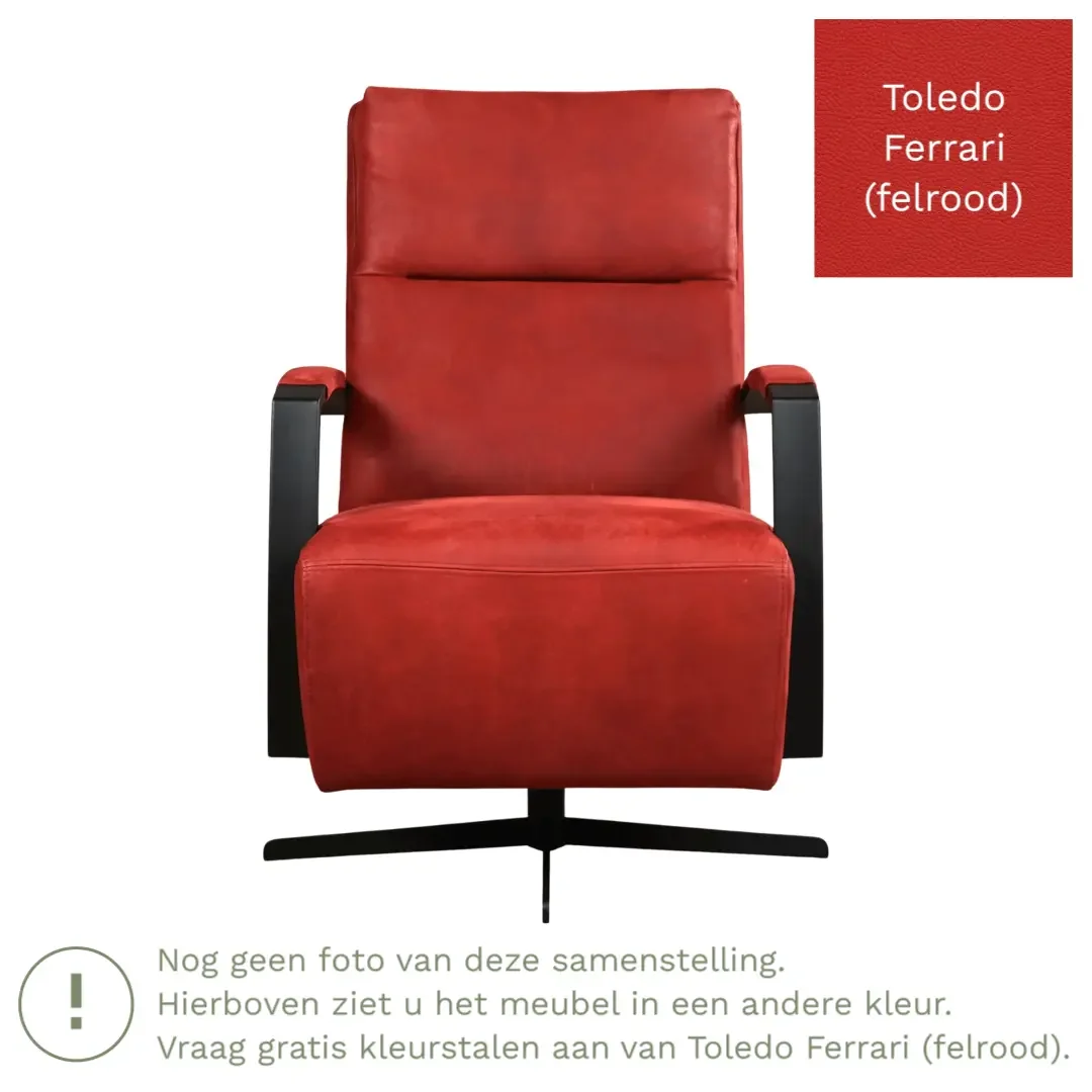 afbeelding van Leren draaifauteuil Award - Toledo Ferrari (felrood) - Schotelvoet zwart