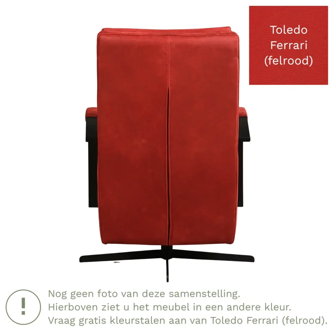 afbeelding van Leren draaifauteuil Award - Toledo Ferrari (felrood) - Schotelvoet zwart