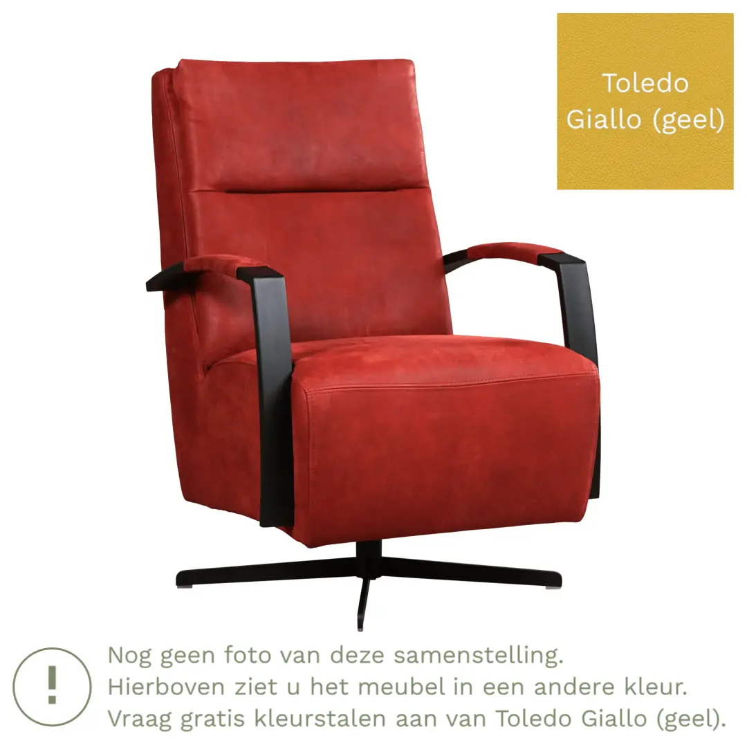 afbeelding van Leren draaifauteuil Award - Toledo Giallo (geel) - Schotelvoet zwart
