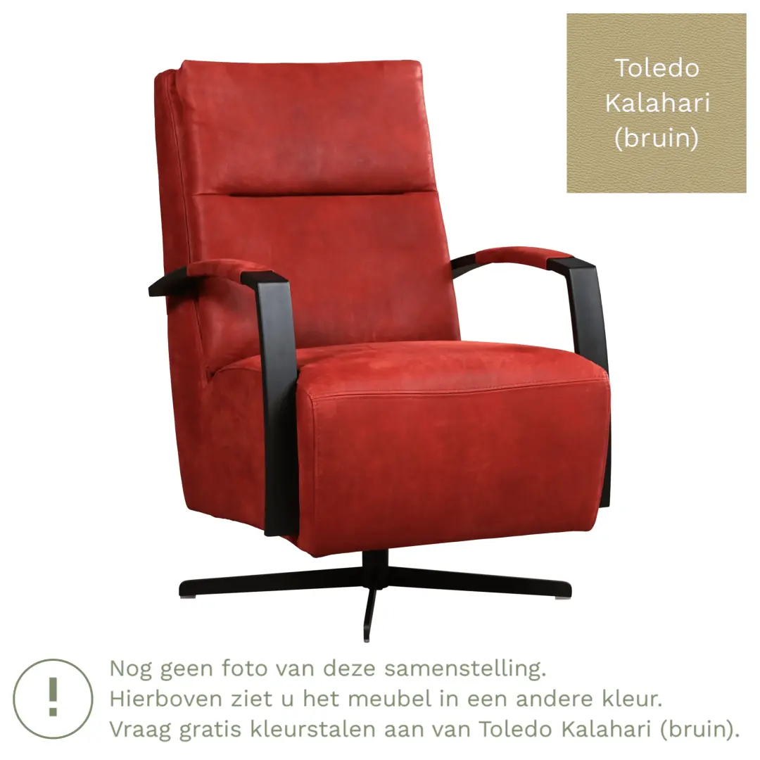 afbeelding van Leren draaifauteuil Award - Toledo Kalahari (bruin) - Schotelvoet zwart