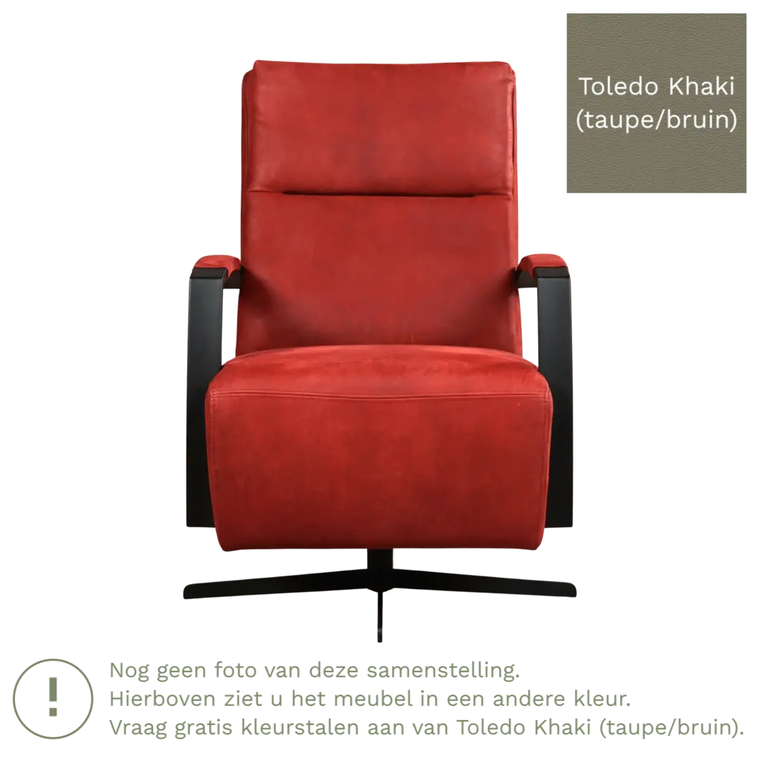 afbeelding van Leren draaifauteuil Award - Toledo Khaki (taupe/bruin) - Stervoet zwart