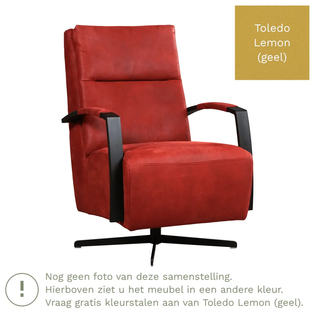 afbeelding van Leren draaifauteuil Award - Toledo Lemon (geel) - Schotelvoet zwart