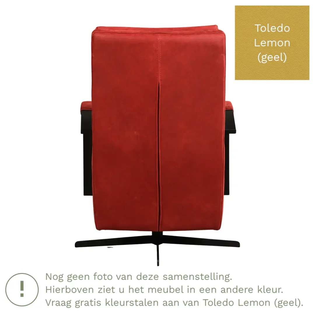 afbeelding van Leren draaifauteuil Award - Toledo Lemon (geel) - Schotelvoet zwart