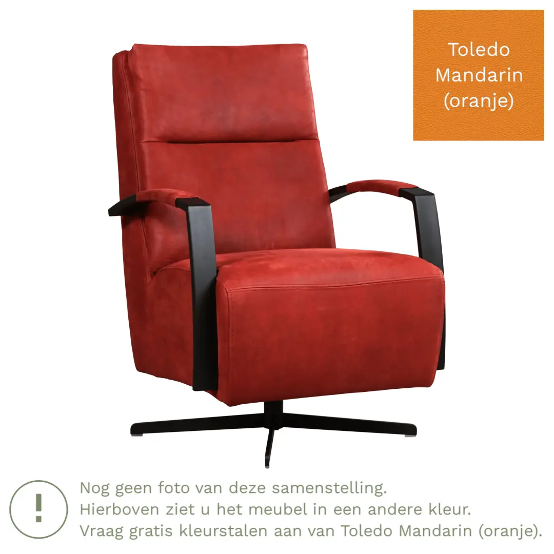 afbeelding van Leren draaifauteuil Award - Toledo Mandarin (oranje) - Stervoet zwart
