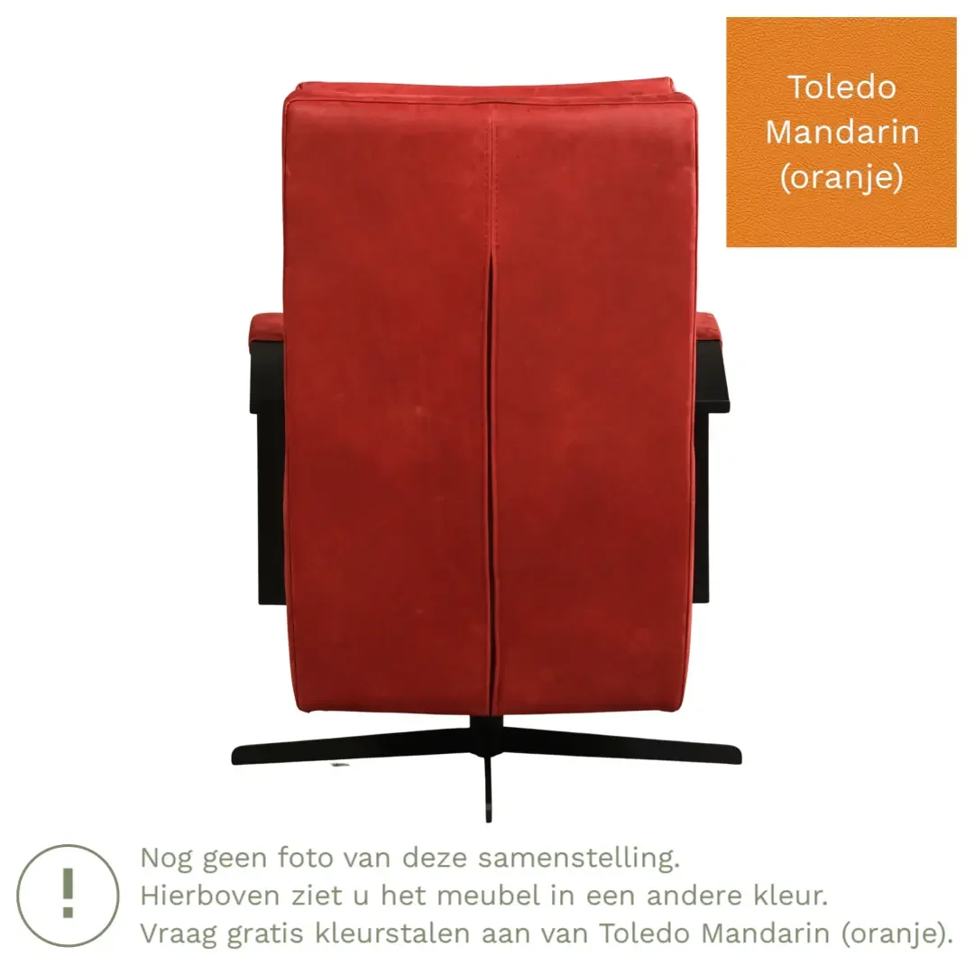 afbeelding van Leren draaifauteuil Award - Toledo Mandarin (oranje) - Stervoet zwart