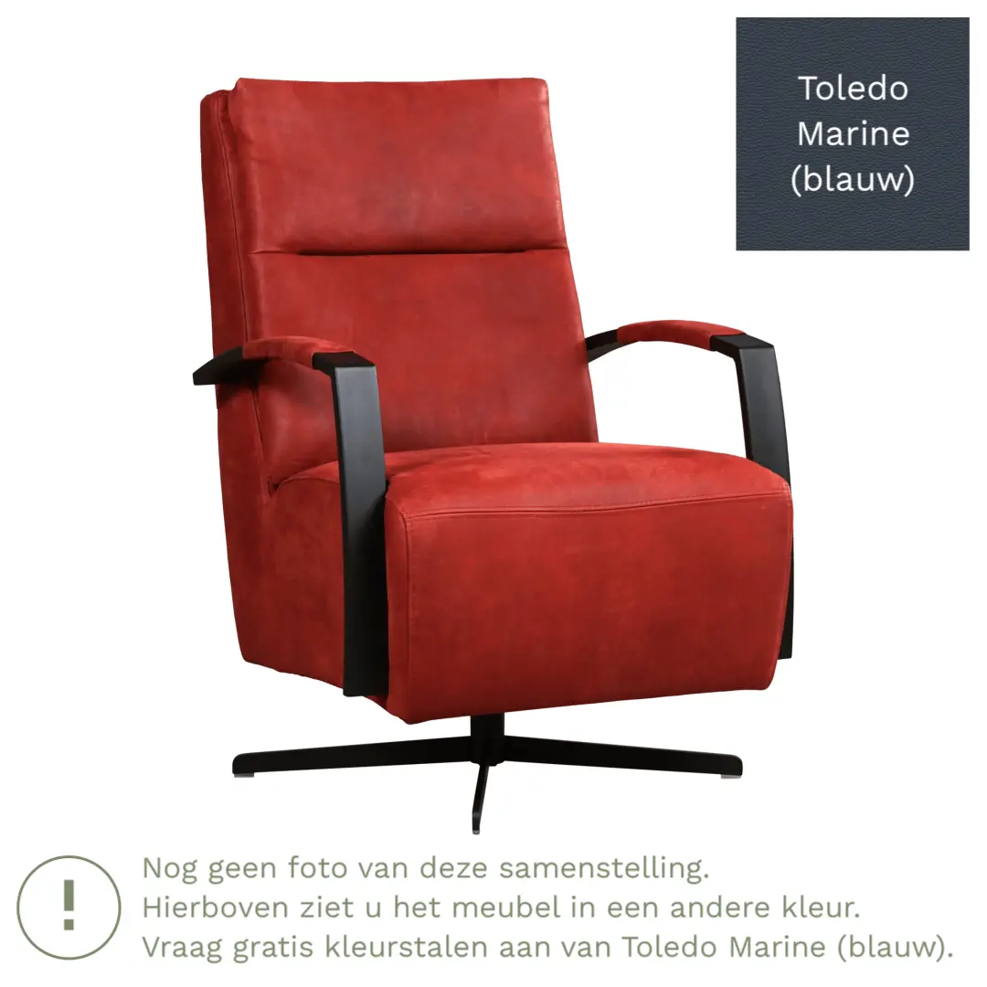 afbeelding van Leren draaifauteuil Award - Toledo Marine (blauw) - Schotelvoet zwart