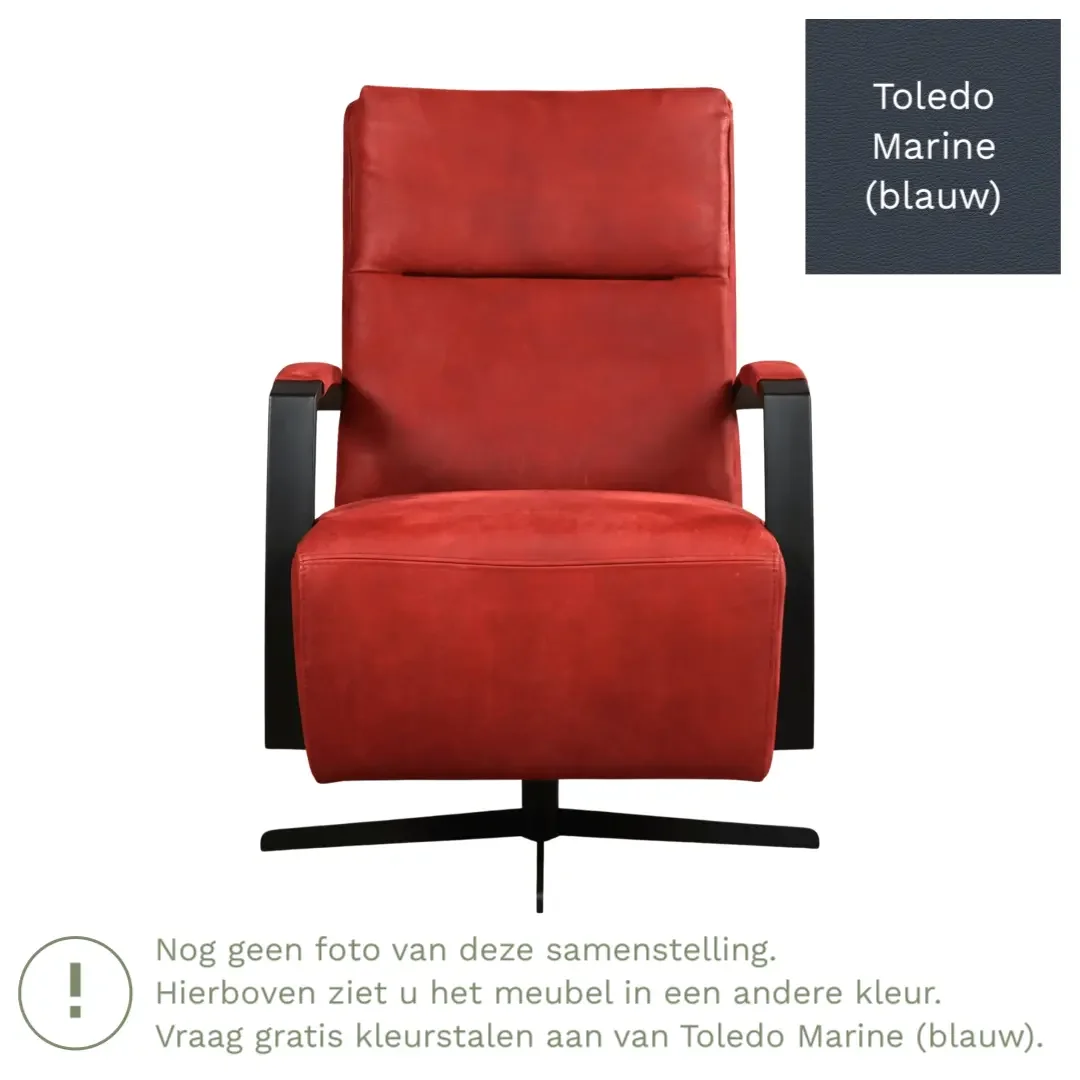 afbeelding van Leren draaifauteuil Award - Toledo Marine (blauw) - Schotelvoet zwart
