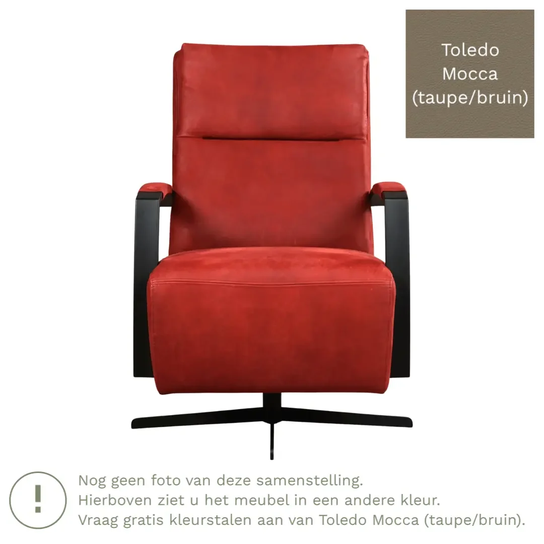 afbeelding van Leren draaifauteuil Award - Toledo Mocca (taupe/bruin) - Schotelvoet zwart