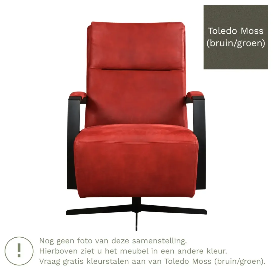 afbeelding van Leren draaifauteuil Award - Toledo Moss (bruin/groen) - Schotelvoet zwart