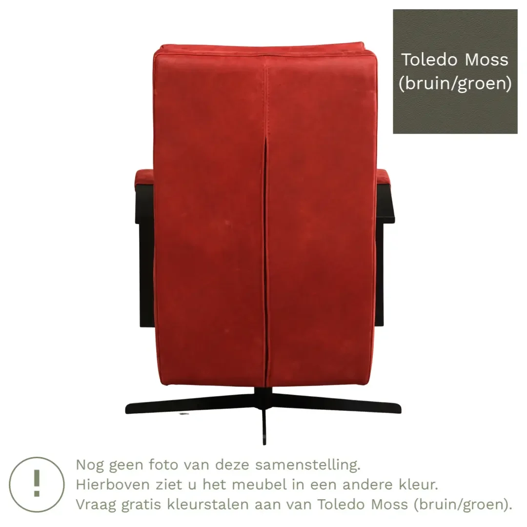 afbeelding van Leren draaifauteuil Award - Toledo Moss (bruin/groen) - Schotelvoet zwart