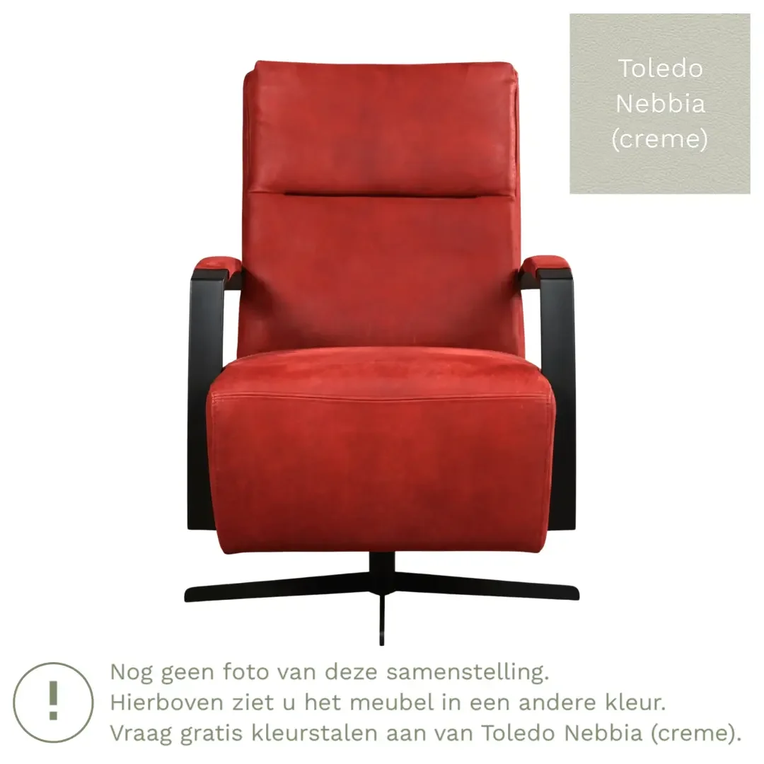 afbeelding van Leren draaifauteuil Award - Toledo Nebbia (crème) - Schotelvoet zwart