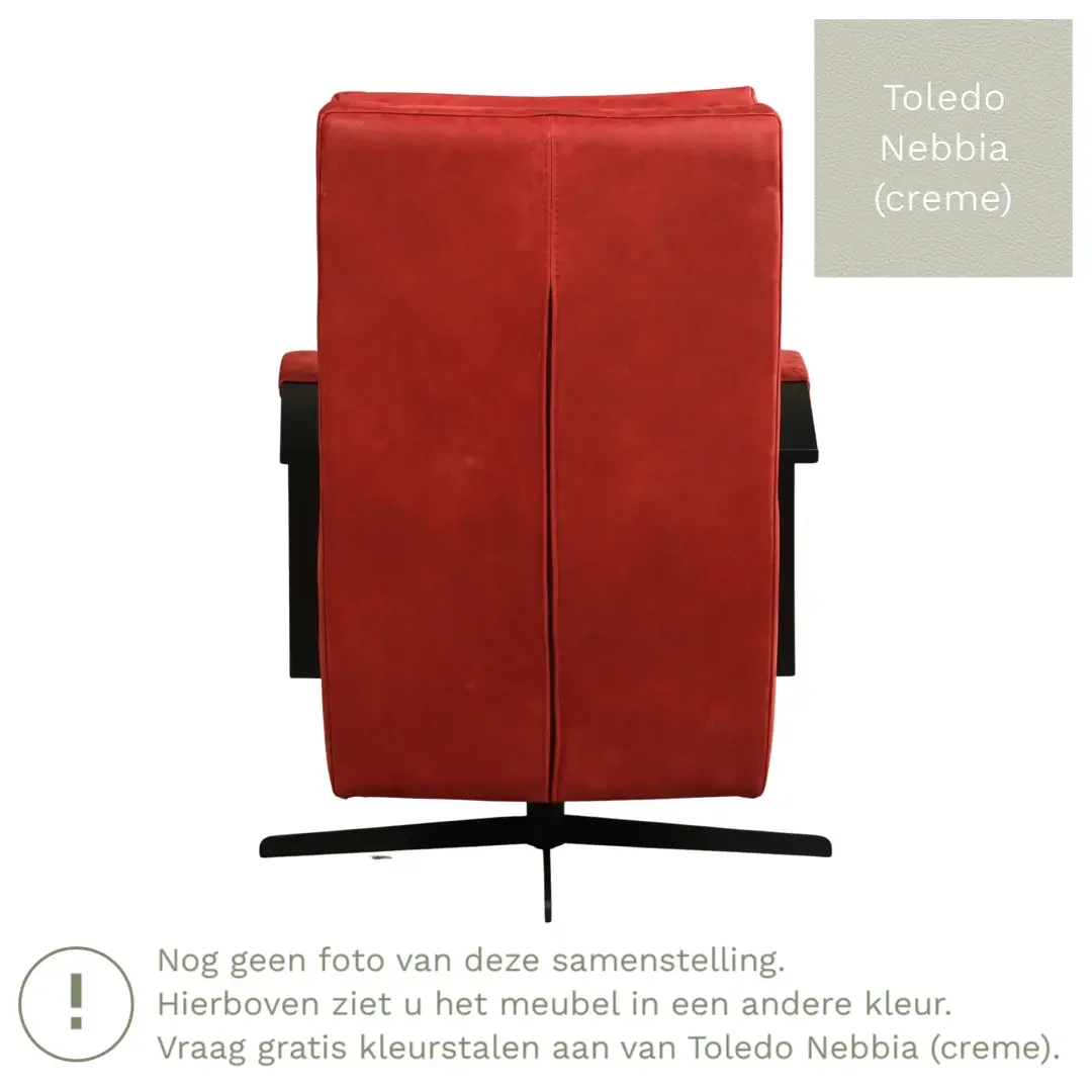 afbeelding van Leren draaifauteuil Award - Toledo Nebbia (crème) - Schotelvoet zwart